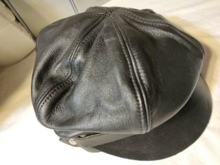 Vintage Style Black Leather Bikers Hat Cap With Adjustable Strap Womens