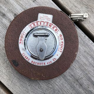 Vintage Craftsman For Sears Roebuck And Co.  Winding Steel Tape Measure 50 Ft