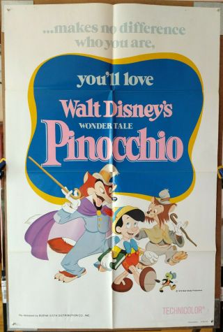Pinocchio - Vintage Movie Poster 1978 Rerelease - When You Wish Upon A Star