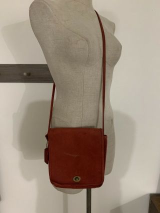 Vintage Coach Red Leather Scooter Crossbody Bag Small