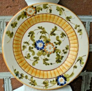 Vintage Made In Italy Numbered Pottery Yellow/ Blue Floral Vines Bread Plate