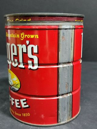 VINTAGE FOLGERS COFFEE CAN SHIP W metal LID 1959 2