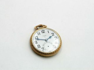 Elgin Open Face Mechanical Vintage Pocket Watch Wb56 - 5