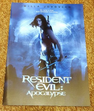 Resident Evil Apocalypse Movie Programme Brochure Pamphlet - Rare