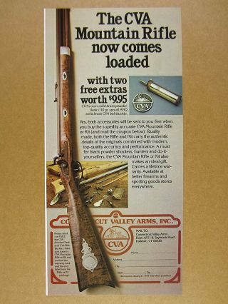 1978 Cva Mountain Rifle Or Kit Black Powder Gun Photo Vintage Print Ad