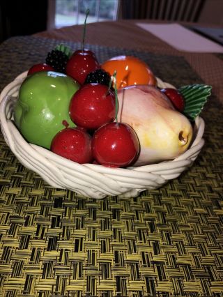 Vintage Bassano Capodimonte Ceramic Fruit Bowl Basket Centerpiece Italy Euc