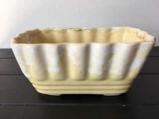 Vintage Brush Mccoy Pottery Oblong Planter Bonsai Yellow White Drip Trim 27 - 6
