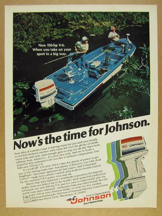 1978 Johnson 150 Outboard Motor Ranger Bass Boat Fishing Photo Vintage Print Ad