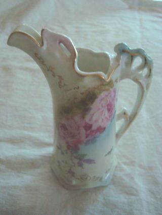 Royal Crown Chantilly Rose Pitcher - Creamer Fine China Hand Painted 1943 Signed P