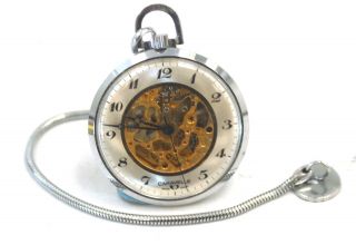 Vintage Cavarelle Swiss Made Open Face Skeleton Mechanical Pocket Watch - S09