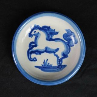 M A Hadley Stoneware Pottery Hand Painted Horse Small Plate 4 1/8 "