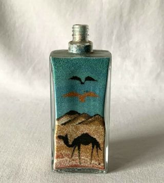Vintage Glass Souvenir Of Egypt Sand Art Bottle 12 X 4.  5 X 3.  5cm Approx