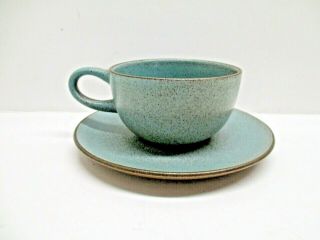 Vintage Edith Heath Ceramics Robins Egg Blue Speckle Cup & Saucer