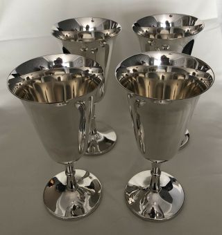 Set Of Four Vintage English Silver Plated Goblets C.  1970’s