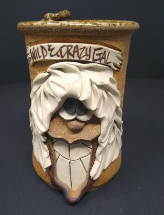 Face Mug Wild & Crazy Gal Coffee Cup Stoneware