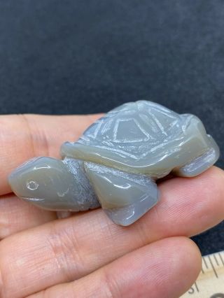 Lovely Carved Unknown Gemstone Turtle Figure - 43.  8 Grams - Vintage Estate Find