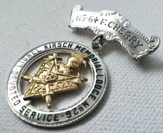 Vintage Knights Of Pythias Fcb Pin Medal Badge Lionel Kirsch Memorial Lodge 26
