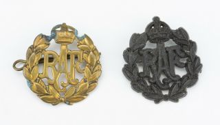Vintage World War 2 Raf Two Cap Badge - Plastic Badge & Brass Badge - Ww2