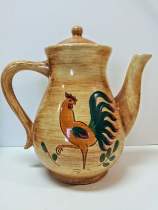 Vintage Pennsbury Pottery Rooster Teapot With Lid 9 " Tall X 8.  5 Width.