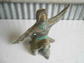 Vintage Native American Indian Figure Eagle Head Dress Dancing Marked Cp