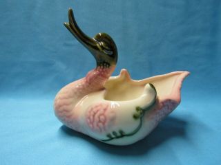 Vintage Hull Pottery Large Pink - Green - White Swan Planter Planters