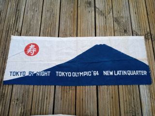Olympics Tokyo 1964 Banner /flag 88 X 30 Cm Vintage Linen Rare
