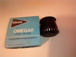 Vintage Rodenstock Omegar 1 : 4,  5 / 75mm 452 - 223 Enlarging Lens Germany