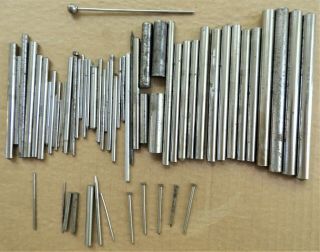 63 Vintage Steel Dowel Pins,  Hs,  Various Sizes And Manufactures,  Morse