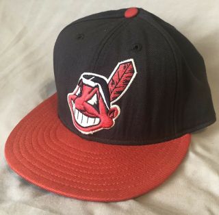 Vintage Cleveland Indians Chief Wahoo Era 59fifty Hat 7 1/4 Made In U.  S.  A.