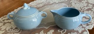 Taylor Smith & Taylor Luray Pastels Blue Creamer And Covered Sugar Bowl