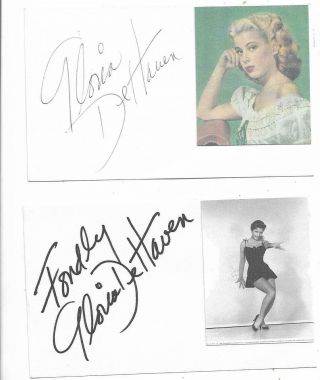 (1) Gloria Dehaven Signed 3x5 Index Card 