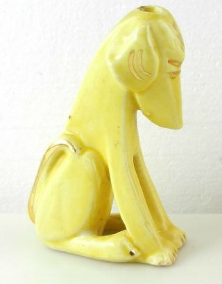Grindley Ware Pottery Ohio 4.  25 " Tall Yellow Gold Locks Trim Dog Figurine F17