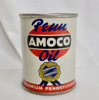 Penn Amoco Motor Oil,  Vintage Advertising Coin Bank Tin Can - 83713