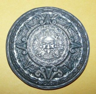 Vintage Mexico " 925 " Sterling Aztec " Mayan Calendar " Pin Pendant Signed 14.  6g