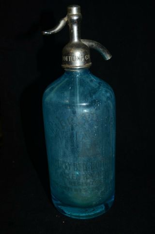 Vintage Liberty Bell Seltzer Colbalt Blue Allentown,  Pa Cobalt Seltzer Bottle