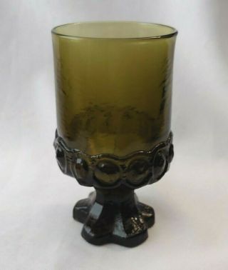 Set Of 2 Franciscan Madeira Glass Water Goblets Olive Green 5 1/2 "