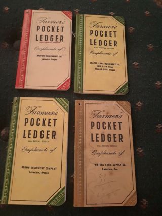 4 Vintage John Deere Farmers Pocket Ledger Oregon 1952,  1953 1954 1956