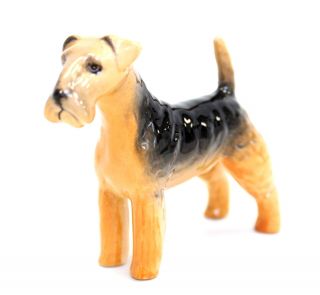 Vtg Beswick England 962 Brown & Black Airedale Fox Terrier Dog Ornament - D13