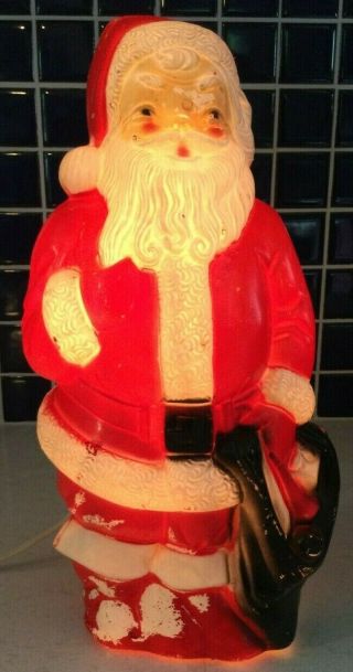 Vintage Empire Plastic Corp.  Blow Mold Light Up Santa.  1968 - Great