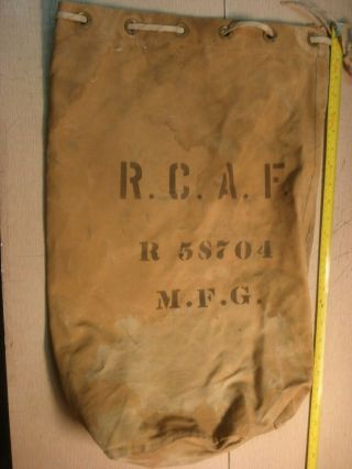 Vintage Wwii Numbered R.  C.  A.  F.  Smaller Canvas Duffle Bag Canada