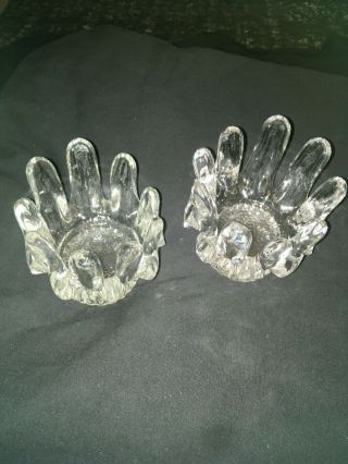 Vintage Kosta Boda Clear Glass Candle Holders 4” Tall Mid Century Modern