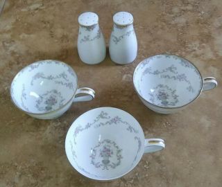 Noritake China Windsor 5294 Set Of 3 Cups And Salt/pepper Shakers