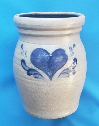 1992 Rowe Pottery Cambridge Wi Heart Stoneware Salt Glaze Crock