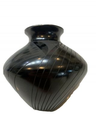 Signed Small Pottery Vase Incense Holder (black)