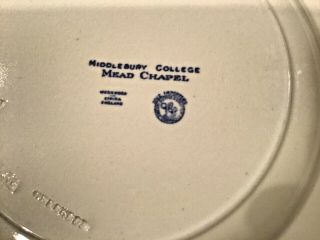 Vtg Wedgwood Plate Middlebury College Mead Chapel Blue Scenic Blue Pattern10.  5” 3