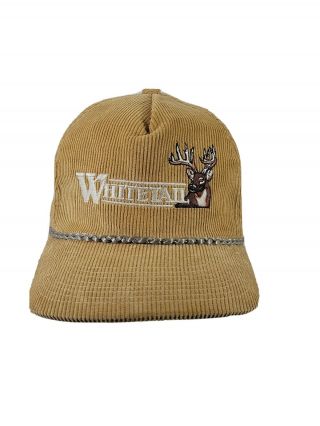 Vintage White Tail Deer Corduroy Brown Hunting Embroidered Young An Hat Co Cap