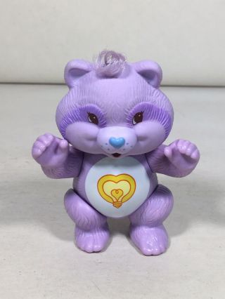 Vintage Care Bear Bright Heart Raccoon Cousin Poseable Figure Purple 1985 Agc