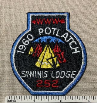 Vintage 1960 Oa Siwinis Lodge 252 Order Of The Arrow Potlatch Patch Boy Scout