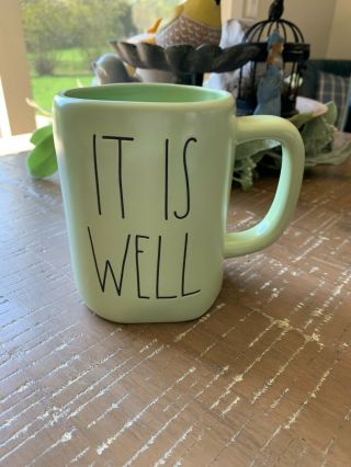 Rae Dunn It Is Well With My Soul Green Double Sided Mug With Black Ll