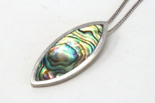 A Brilliant Vintage Sterling Silver 925 Kit Heath Abalone Shell Pendant & Chain